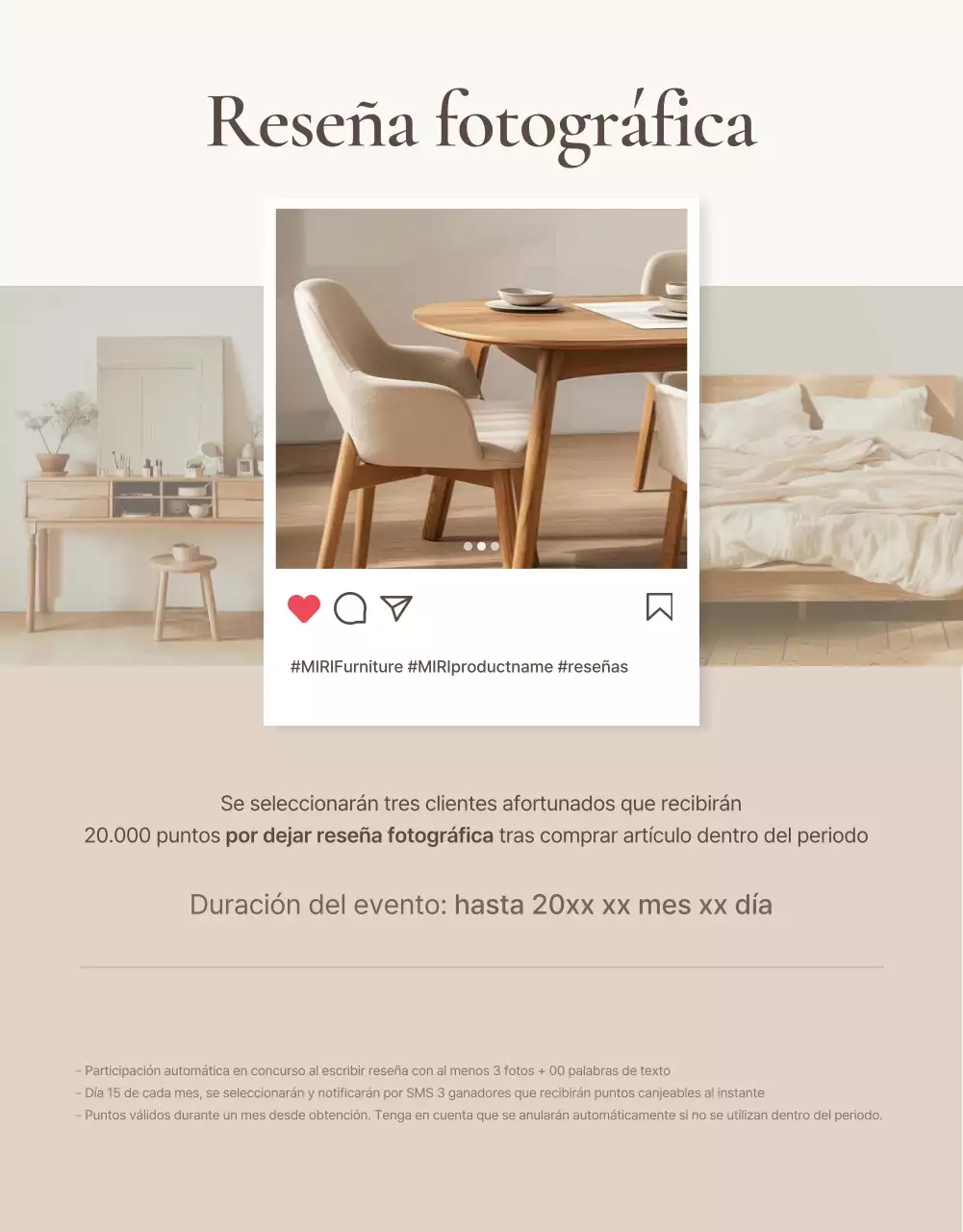 Promueva un sencillo evento de revisión de muebles en marrón y beige