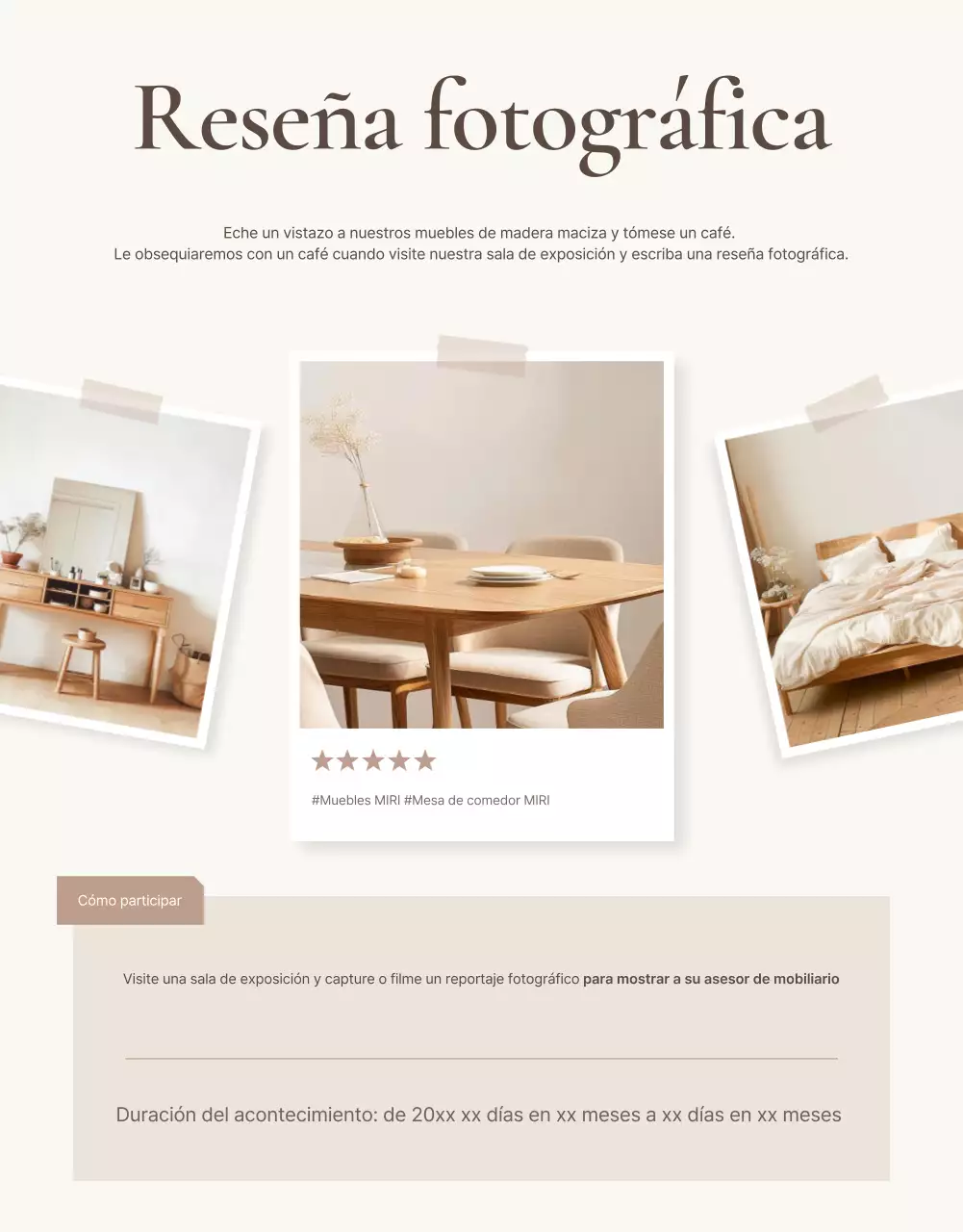 Promueva un sencillo evento de revisión de muebles en marrón y beige
