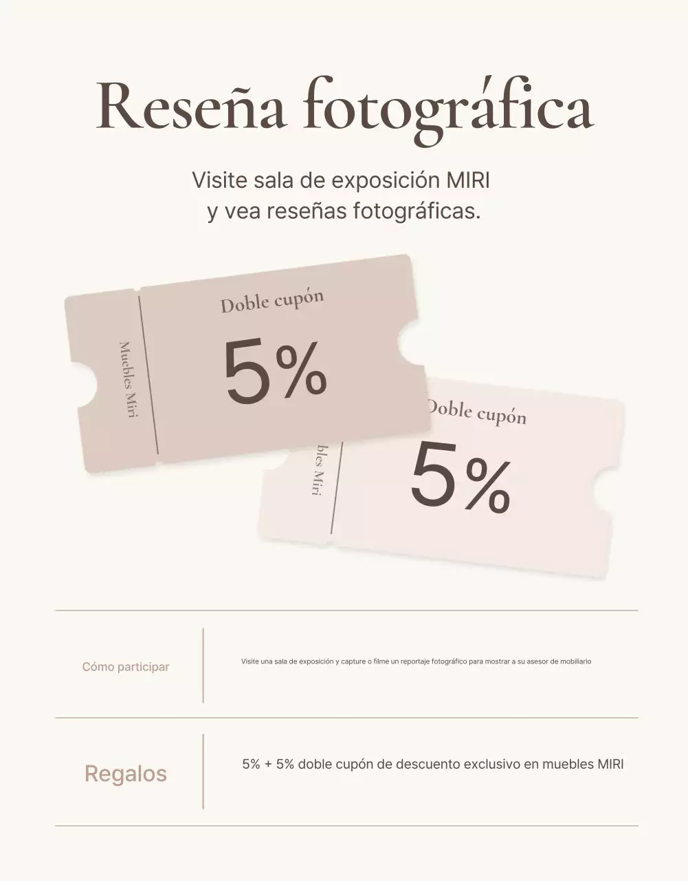 Promueva un sencillo evento de revisión de muebles en marrón y beige