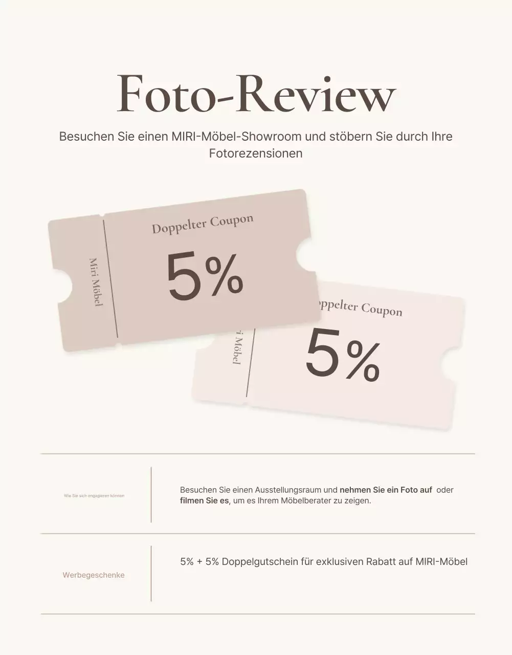 Förderung von einfachen Möbeln in Braun und Beige