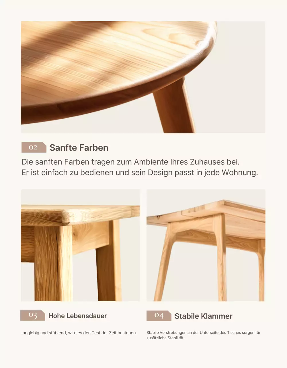 Förderung von einfachen Möbeln in Braun und Beige