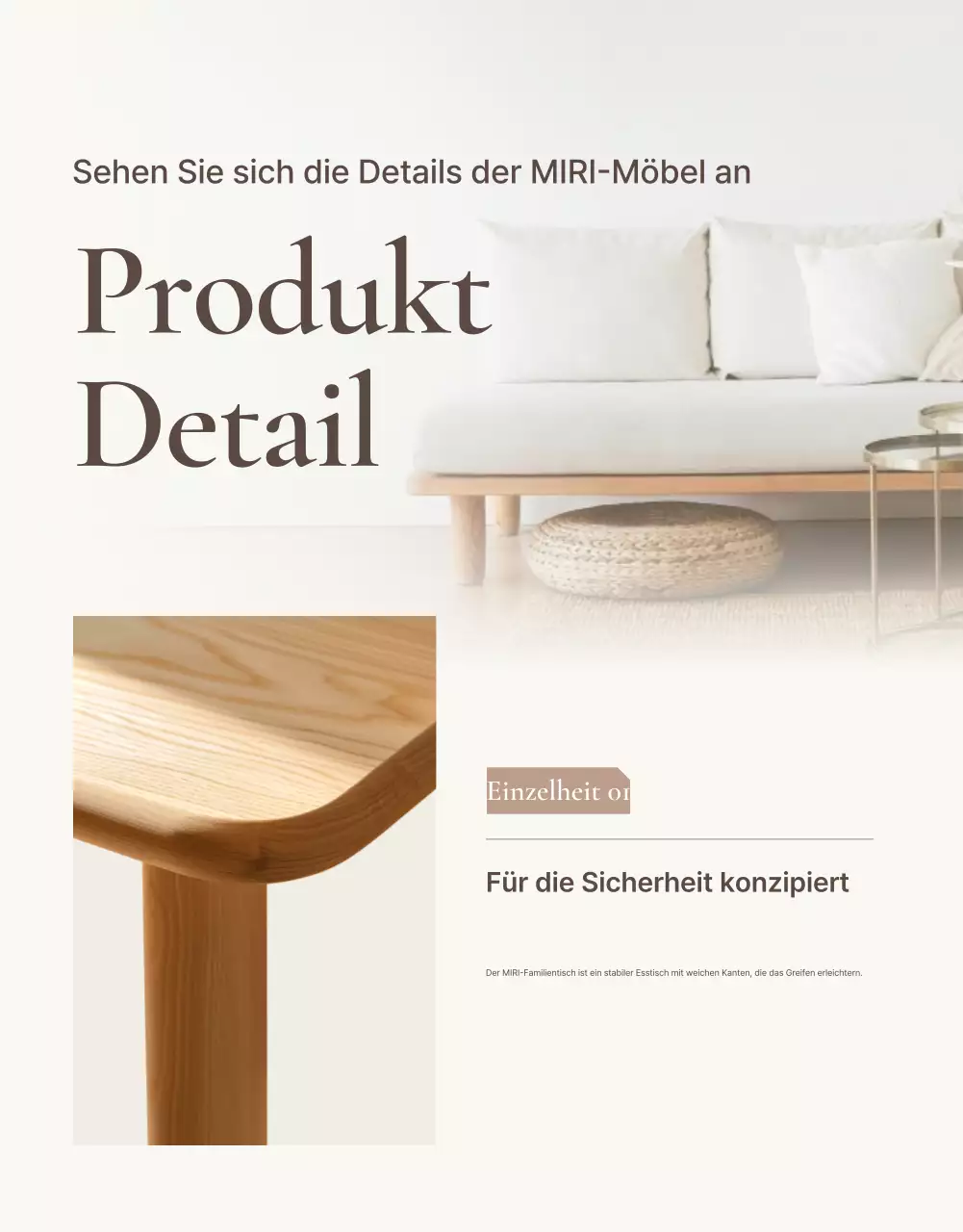 Förderung von einfachen Möbeln in Braun und Beige