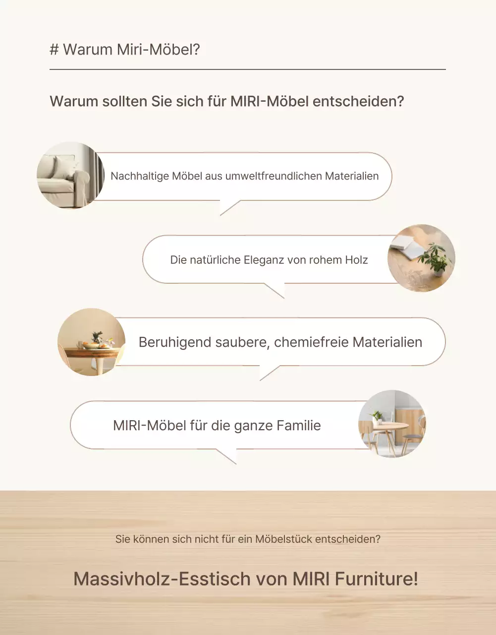 Förderung von einfachen Möbeln in Braun und Beige