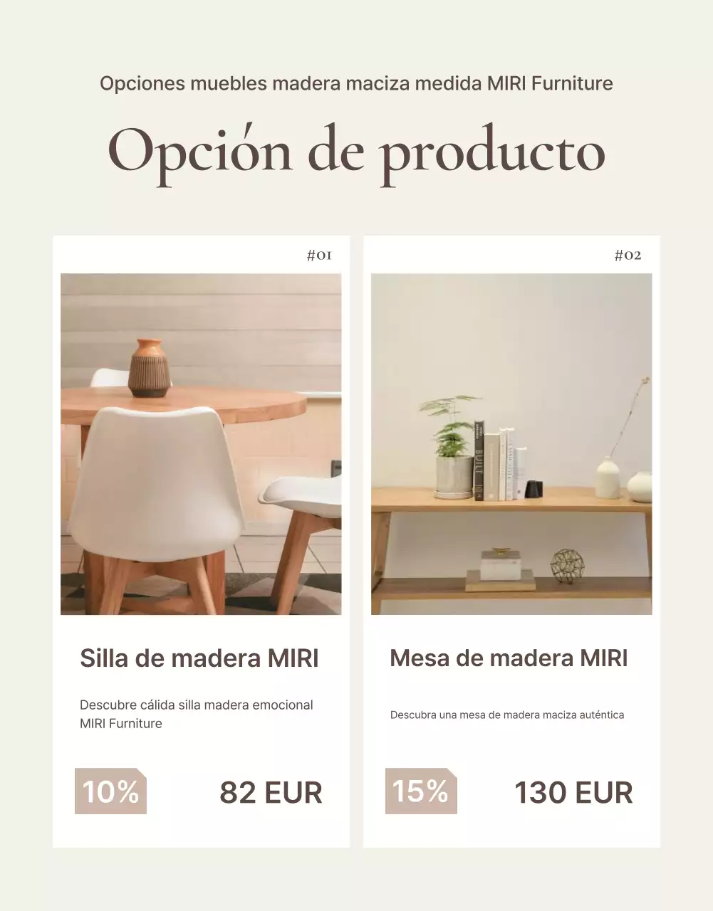 Promover muebles sencillos en marrón y beige