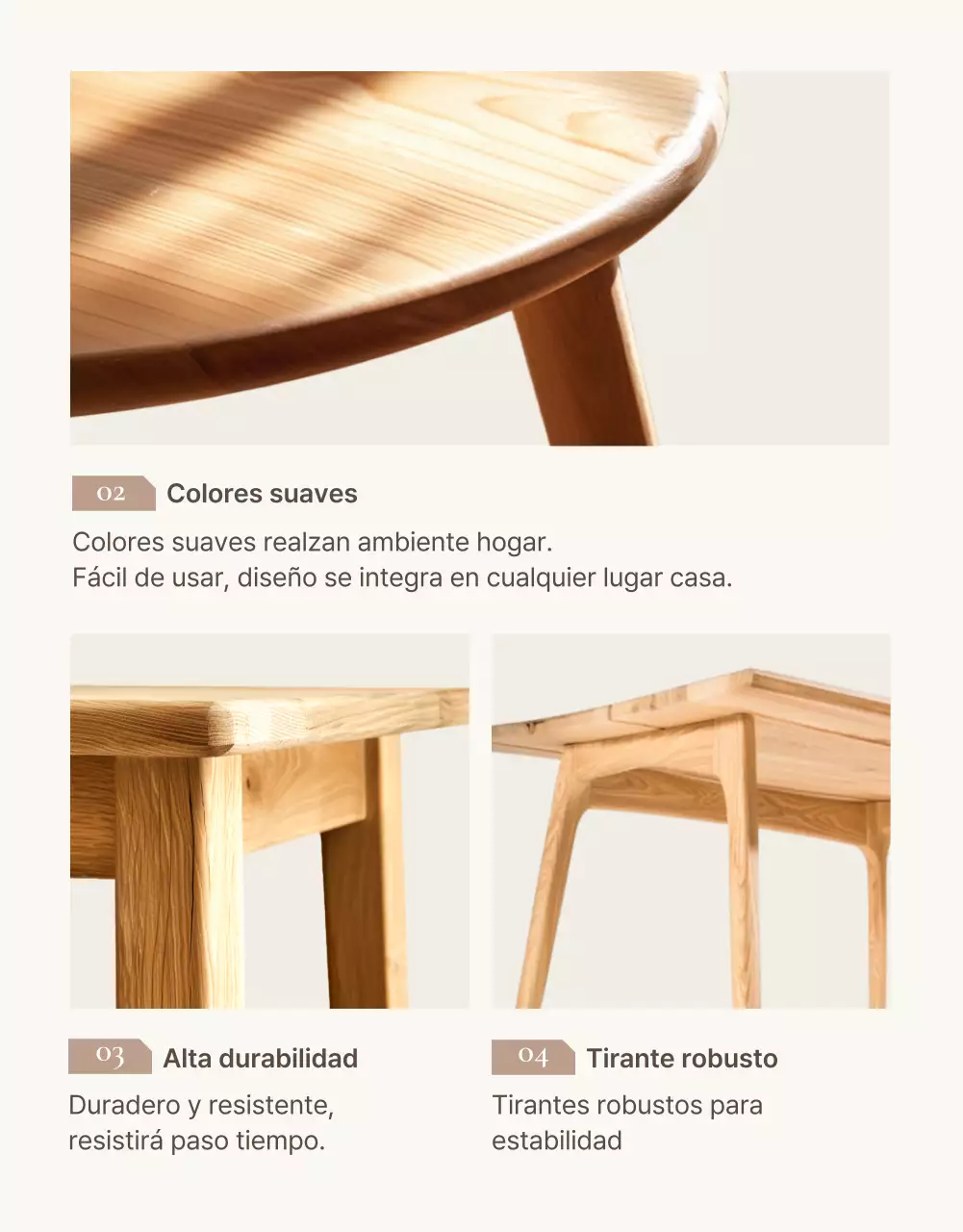 Promover muebles sencillos en marrón y beige