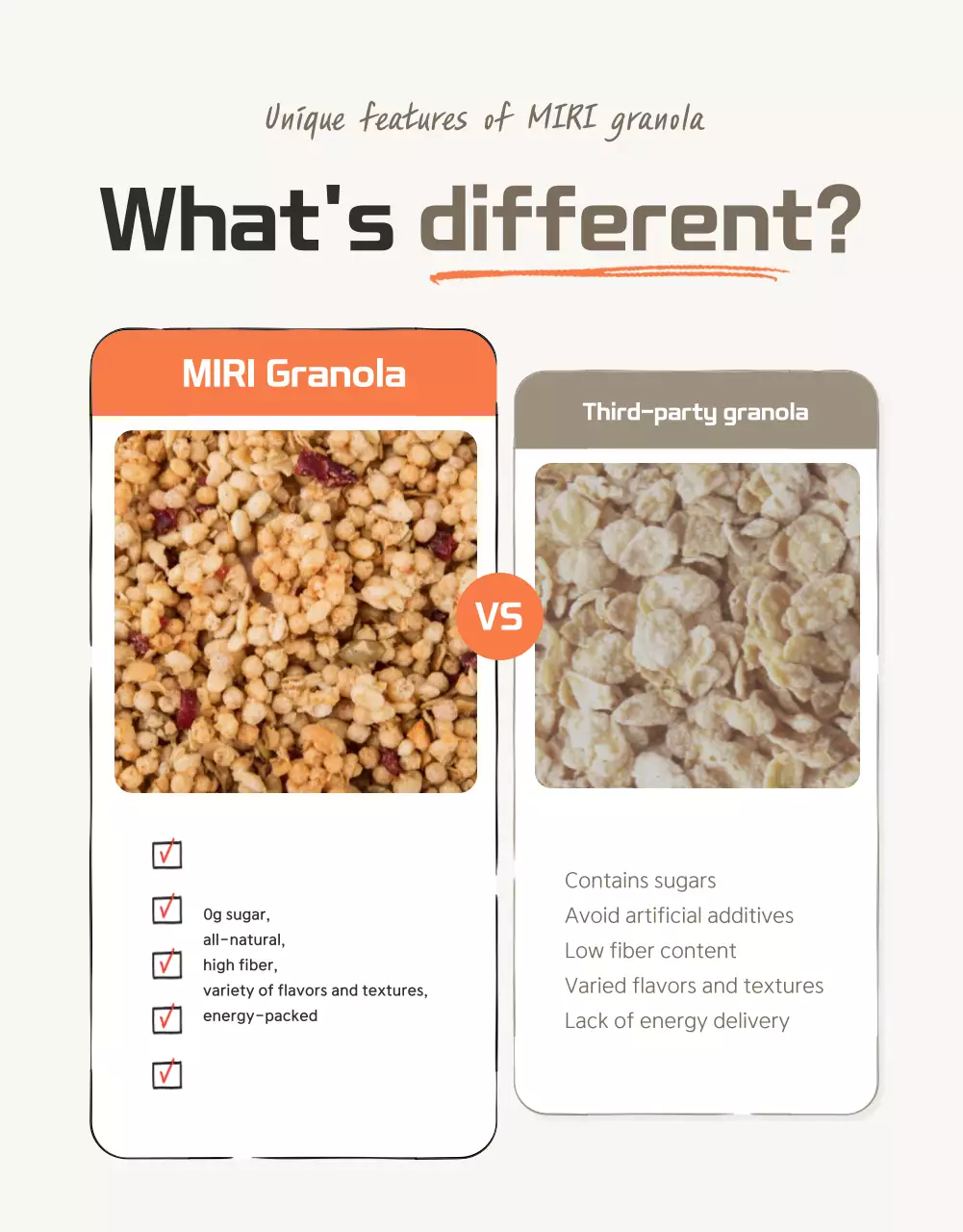 Khuyến mãi điểm kiểm tra granola cơ bản với màu nâu và màu be.