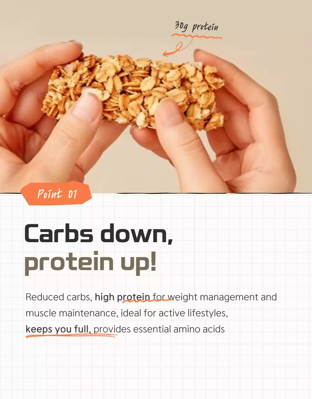 Khuyến mãi điểm kiểm tra granola cơ bản với màu nâu và màu be.