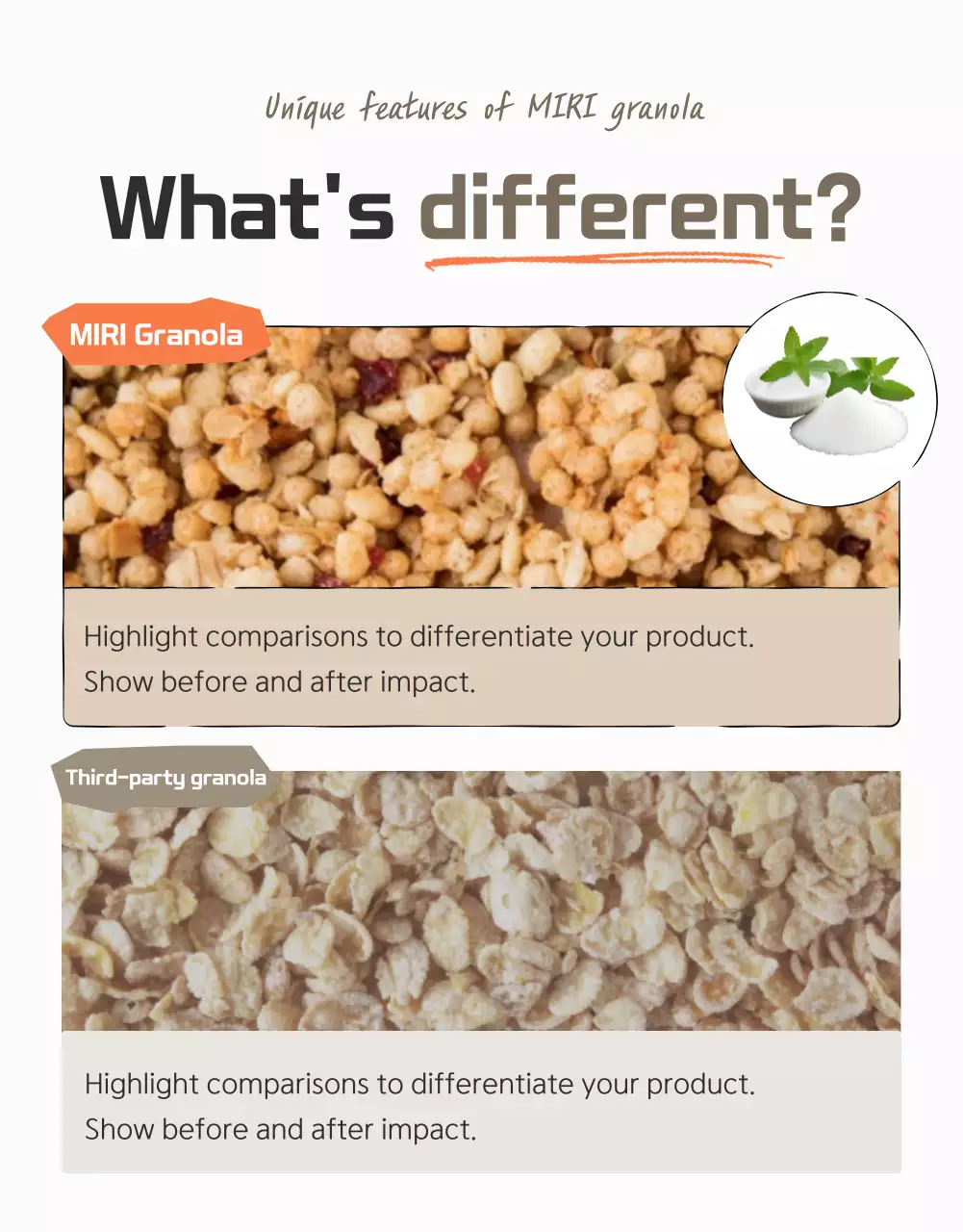 Khuyến mãi điểm kiểm tra granola cơ bản với màu nâu và màu be.