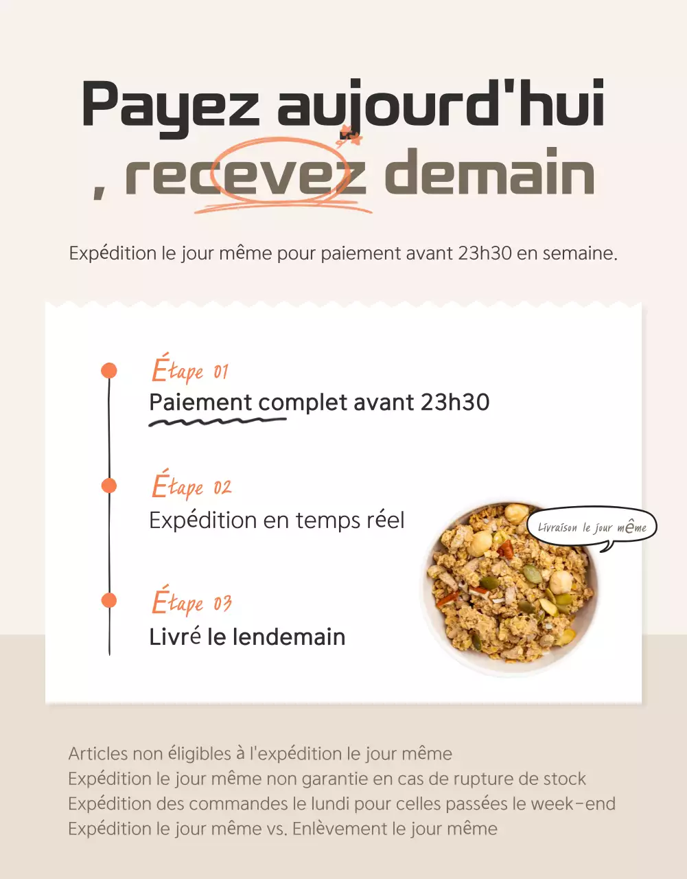 Promouvoir le granola de base brun et beige et ce à quoi il faut faire attention