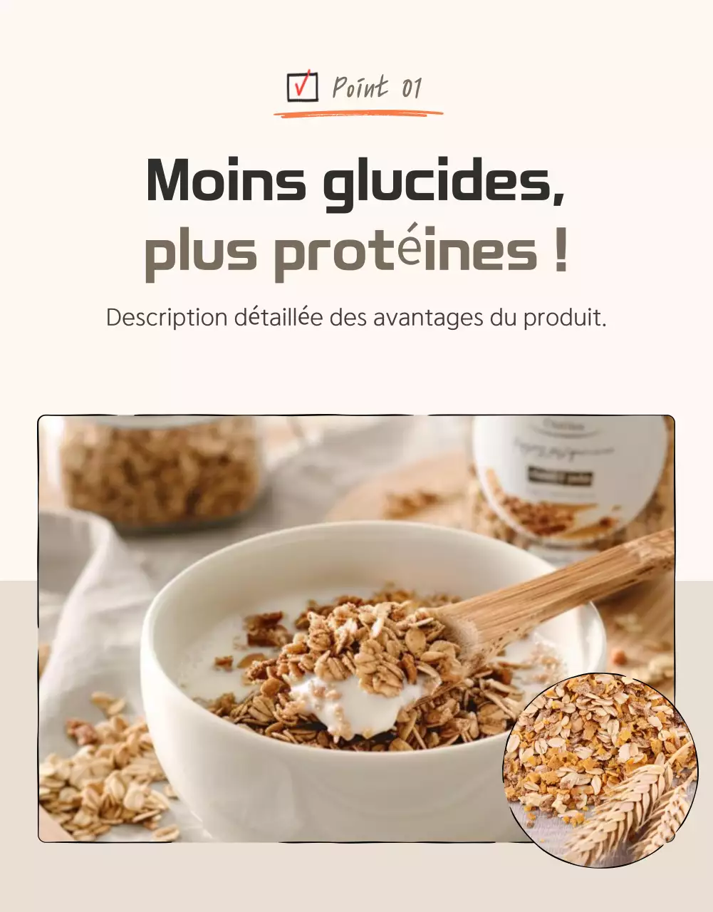 Promouvoir les points de contrôle du granola de base dans les tons bruns et beiges