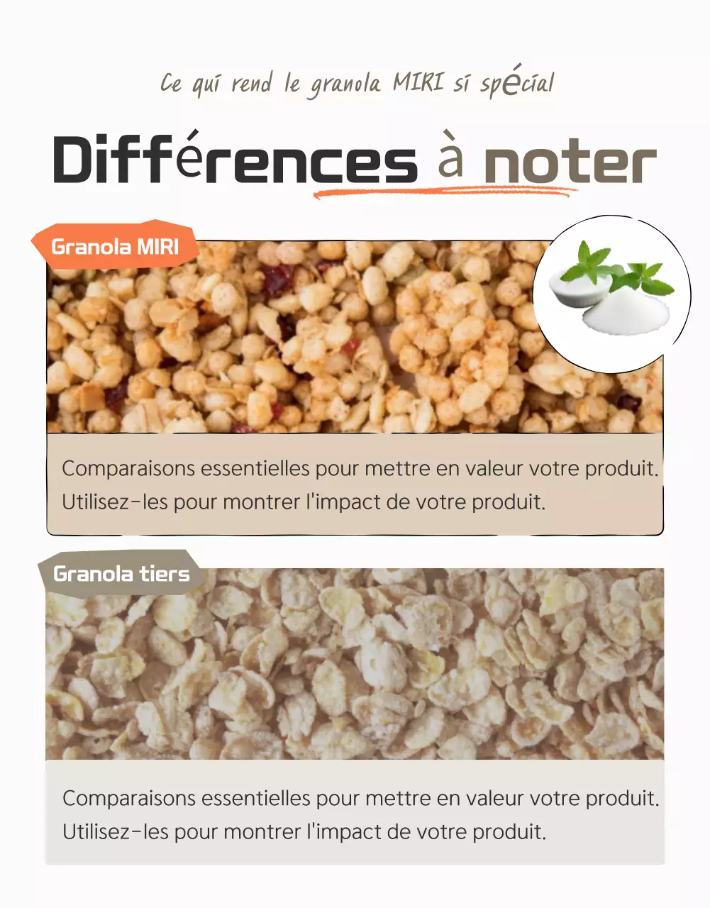 Promouvoir les points de contrôle du granola de base dans les tons bruns et beiges