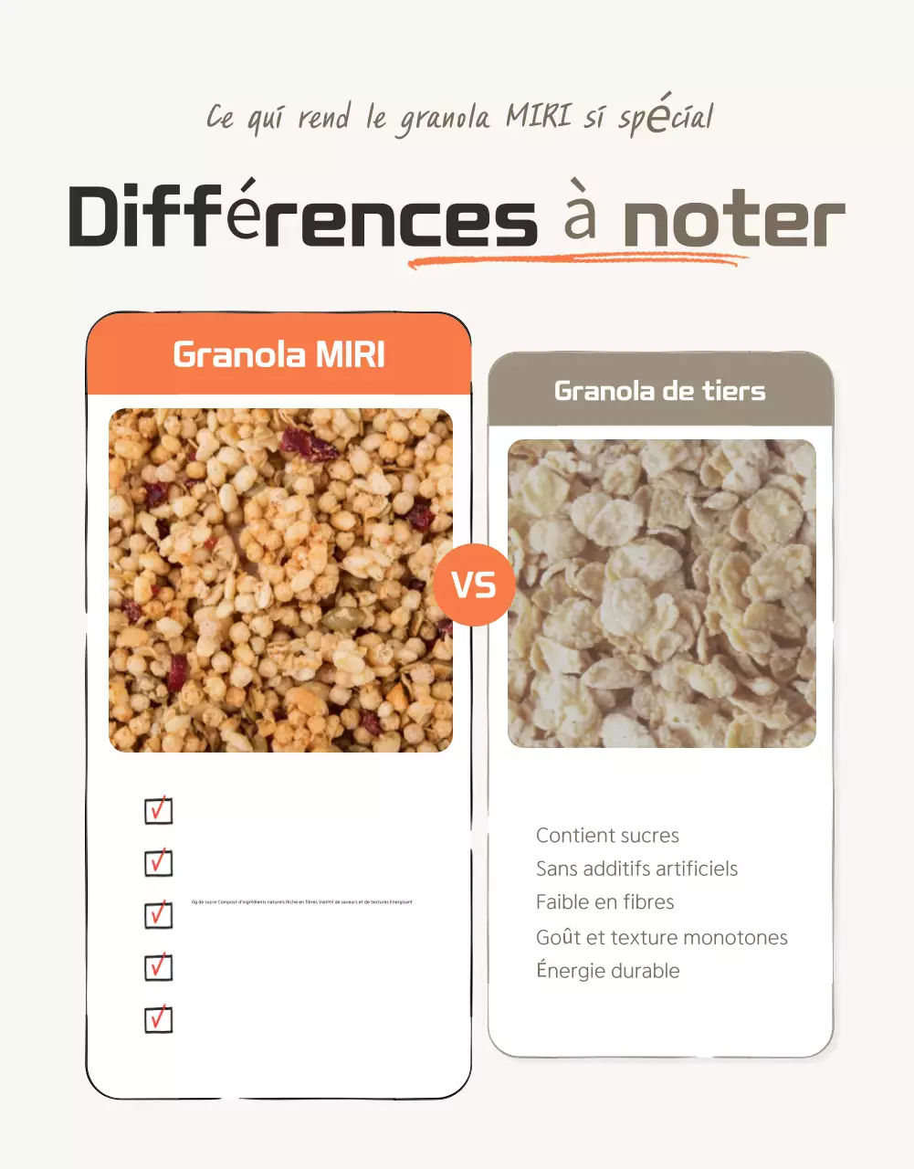 Promouvoir les points de contrôle du granola de base dans les tons bruns et beiges