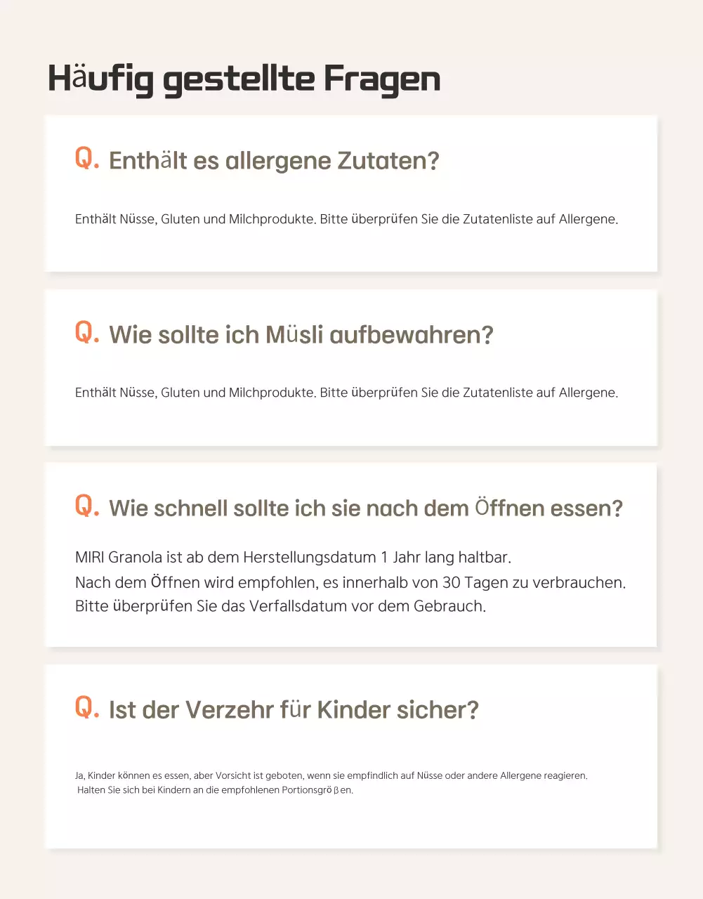 Förderung von braunem und beigem Müsli und worauf man achten muss