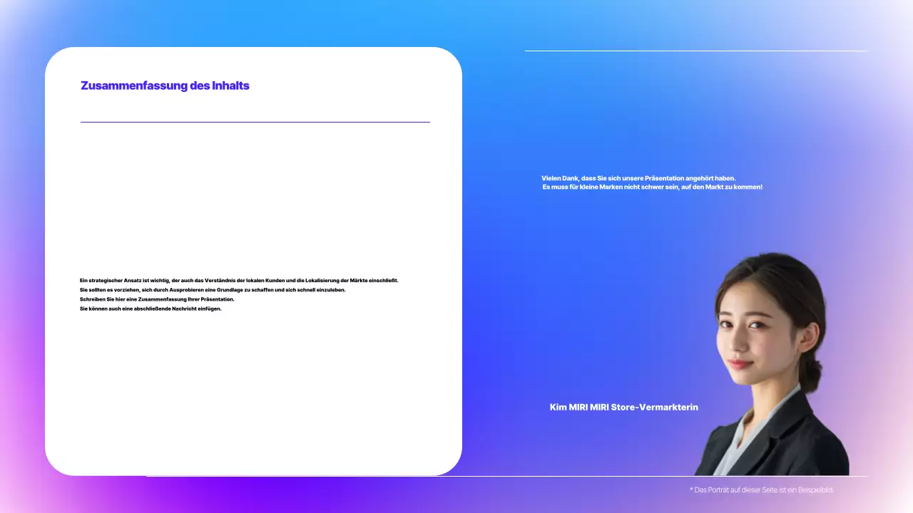 Präsentation des Seminars mit modernen Beispielen für Blau und Lila