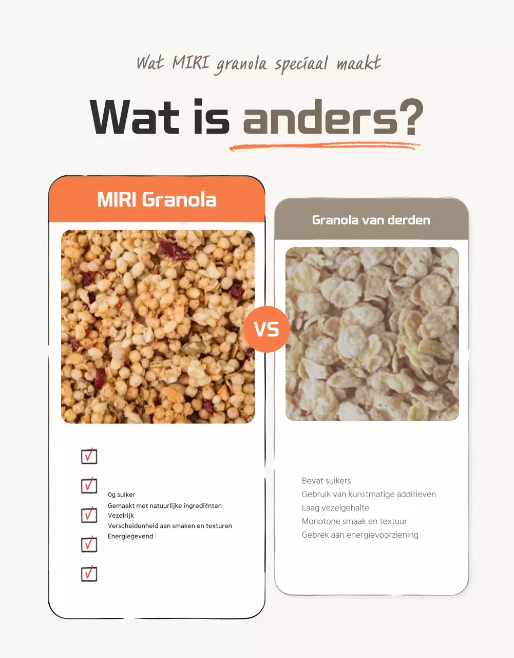 Basis granola checkpoints in bruin en beige promoten