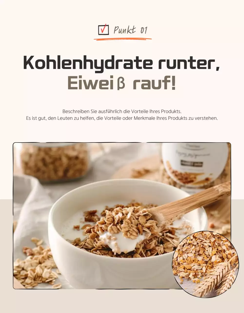 Förderung von Basis-Granola-Checkpoints in Braun- und Beigetönen