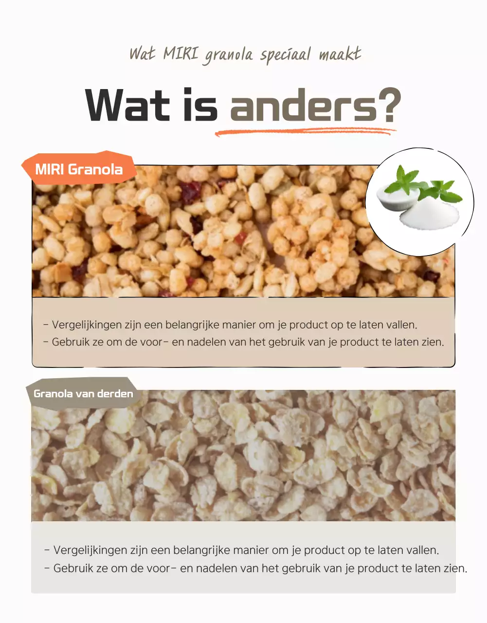 Basis granola checkpoints in bruin en beige promoten