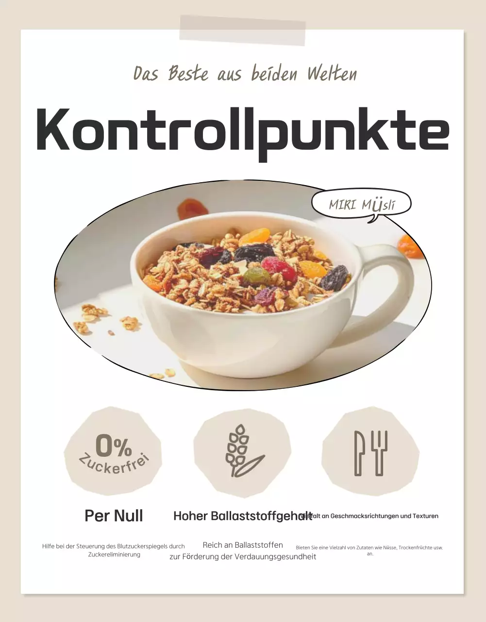 Förderung von Basis-Granola-Checkpoints in Braun- und Beigetönen
