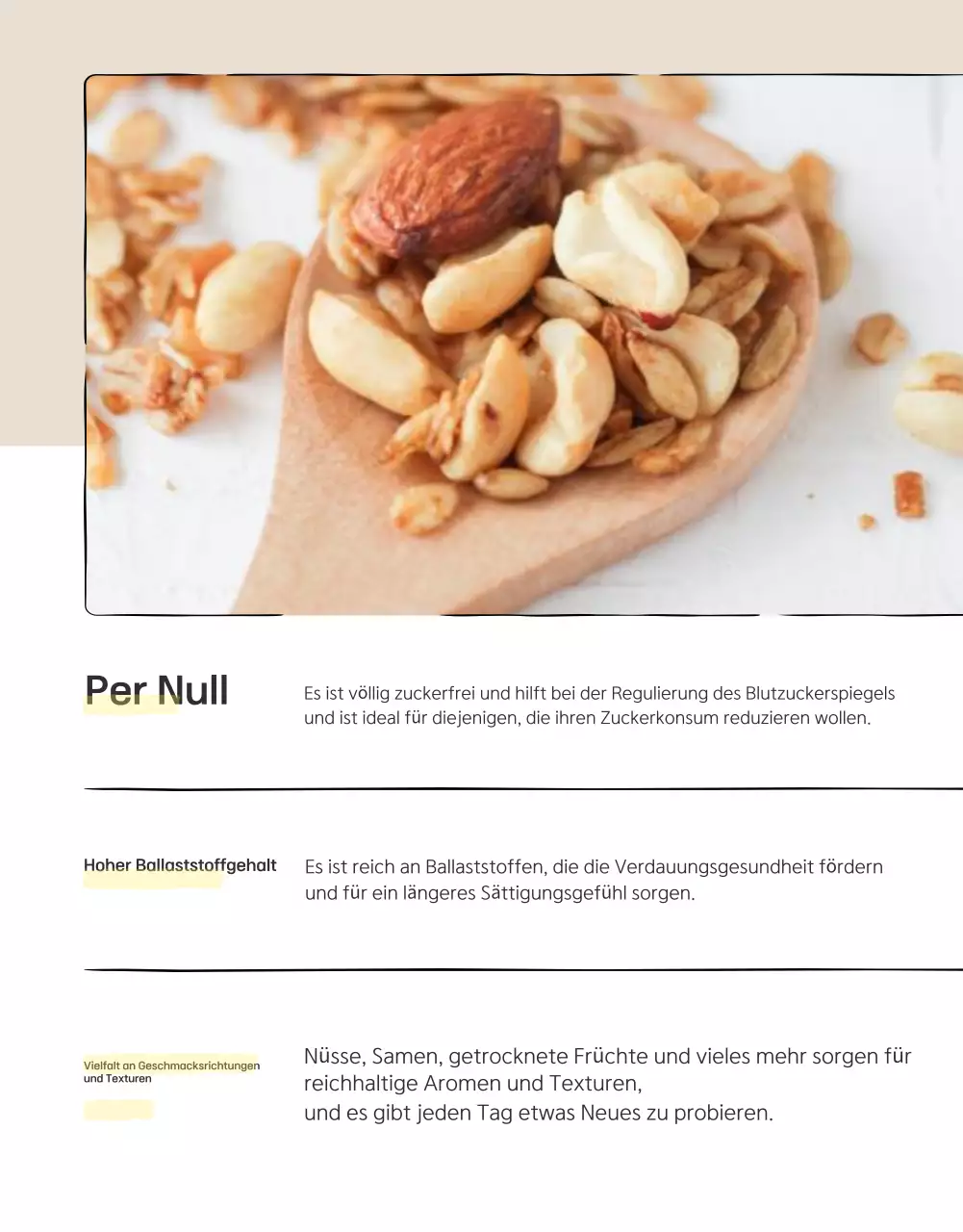 Förderung von Basis-Granola-Checkpoints in Braun- und Beigetönen