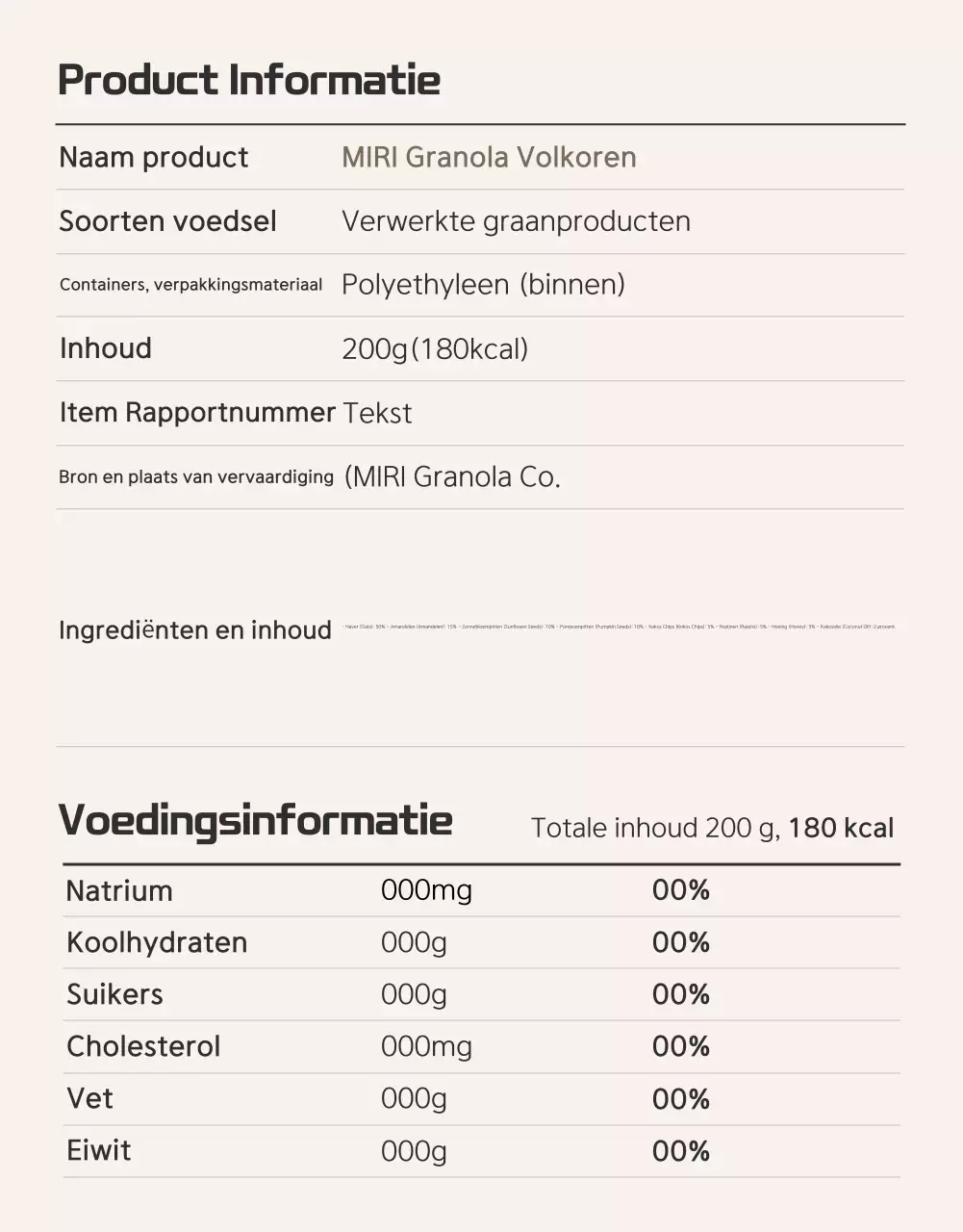 Promoot bruine en beige granola en waar je op moet letten