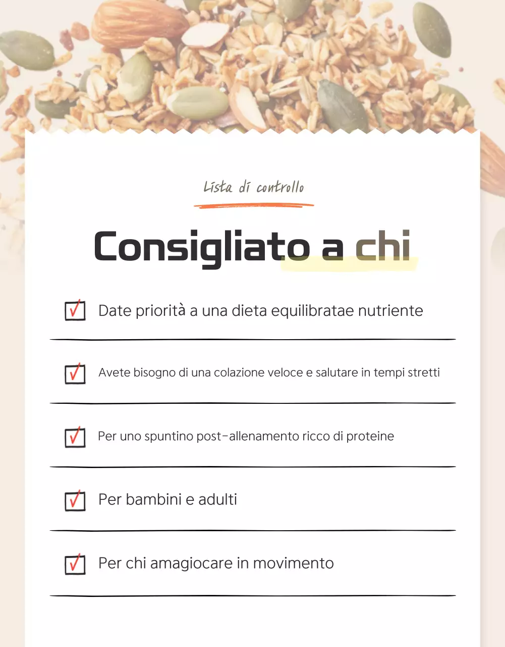 Promuovere i punti di controllo del granulato di base nei colori marrone e beige.