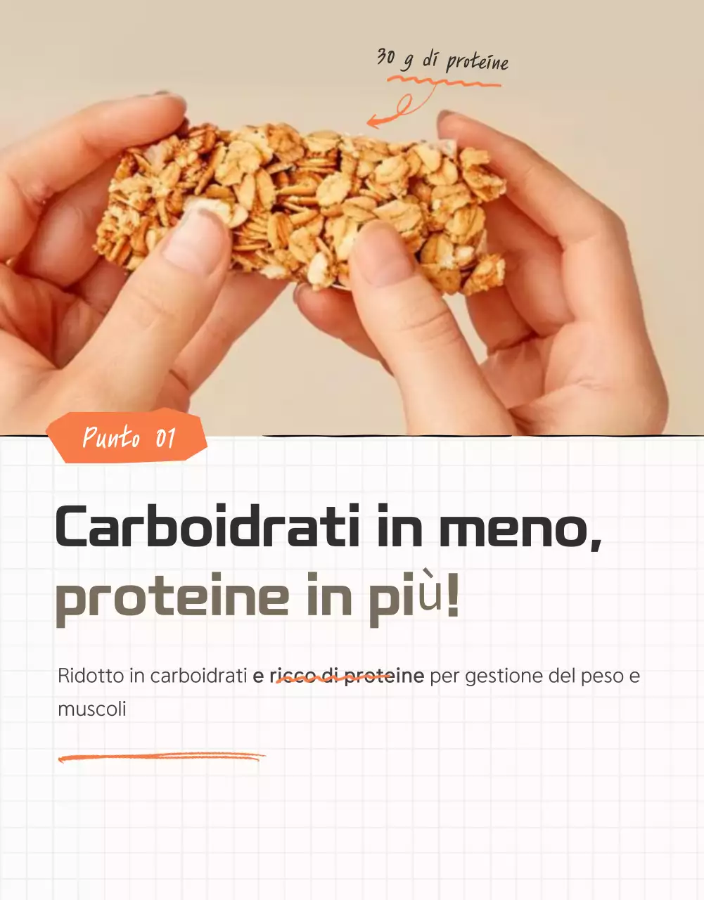 Promuovere i punti di controllo del granulato di base nei colori marrone e beige.