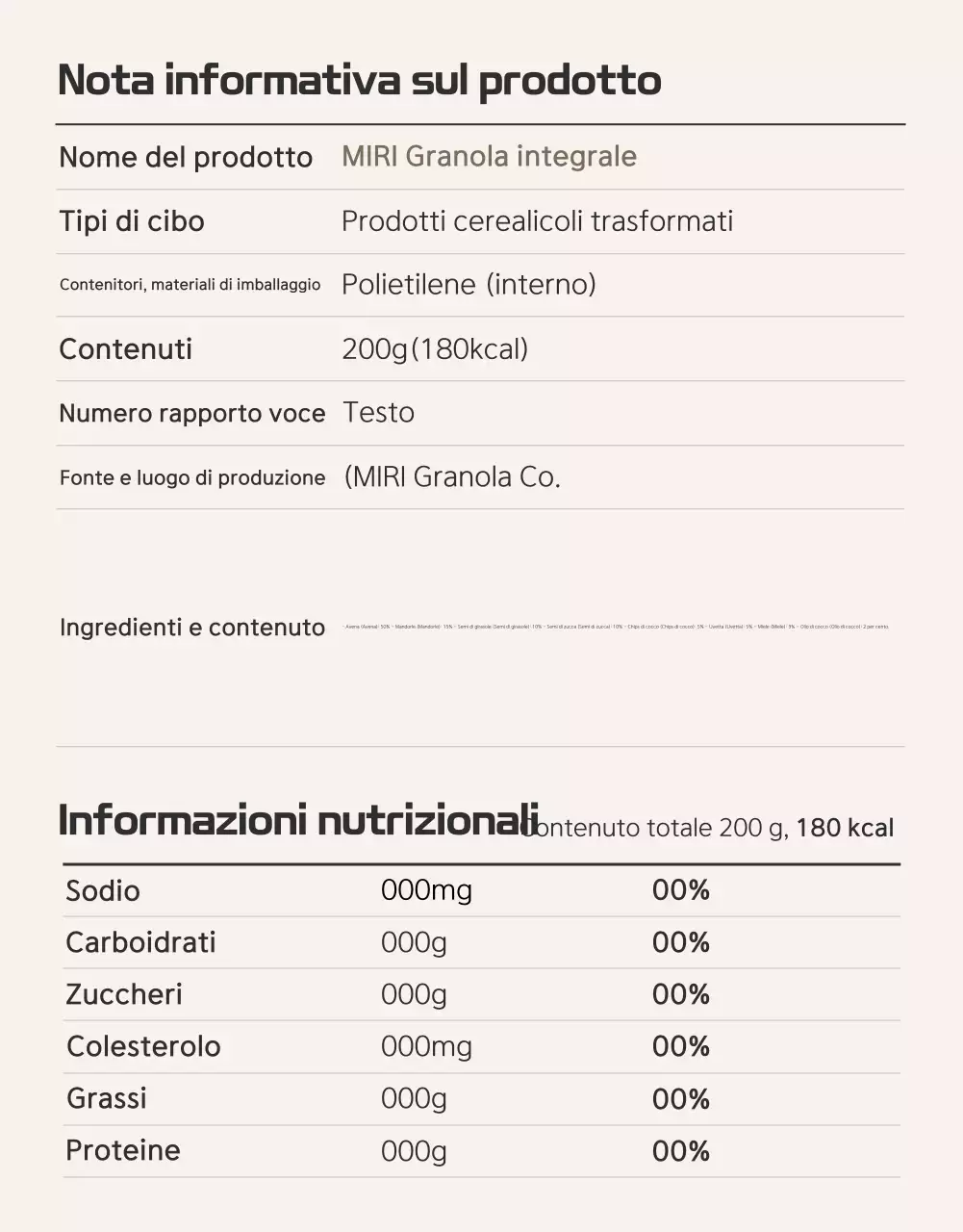 Promuovere il muesli di base marrone e beige e cosa cercare