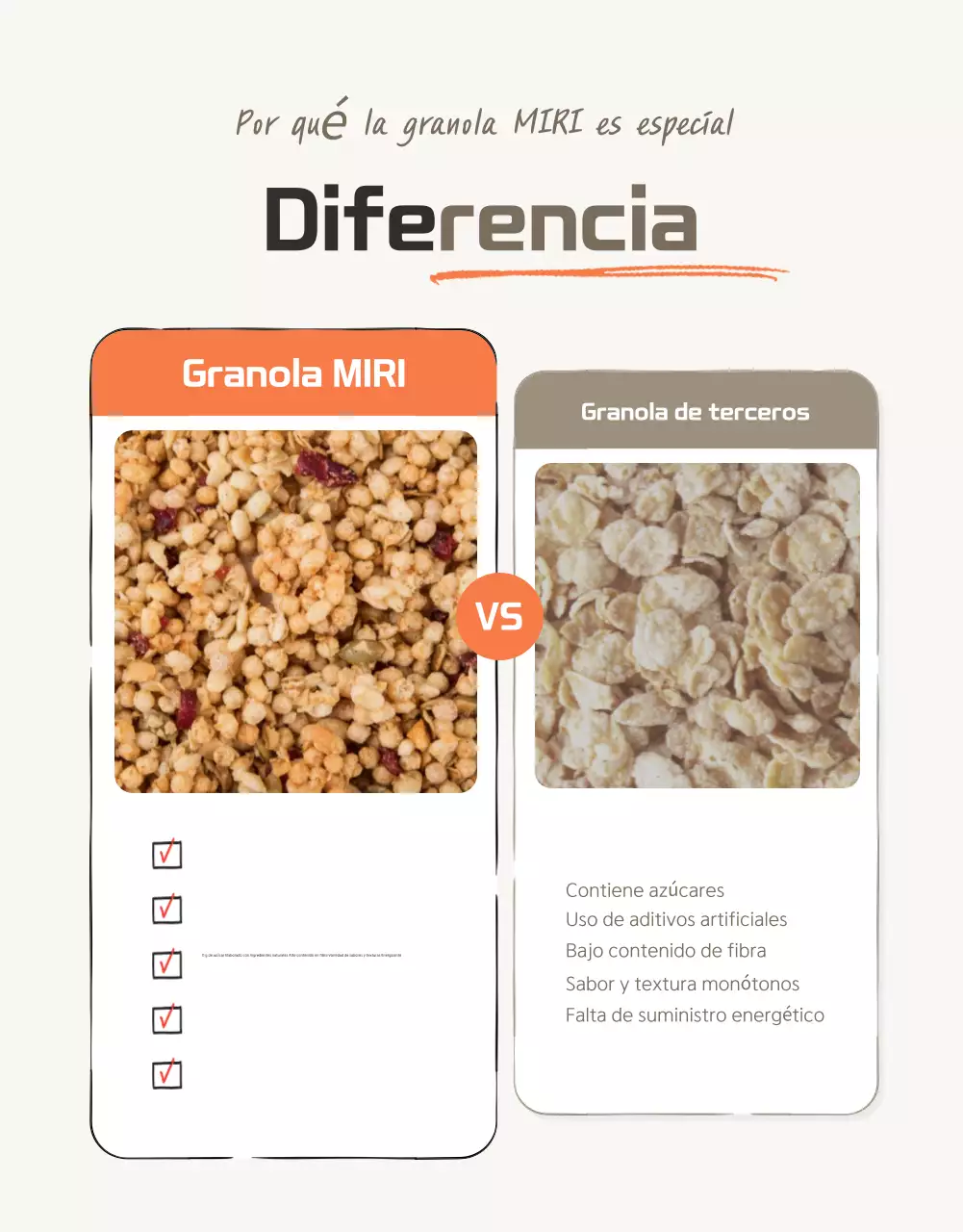 Promover puntos de control básicos de granola en marrones y beiges