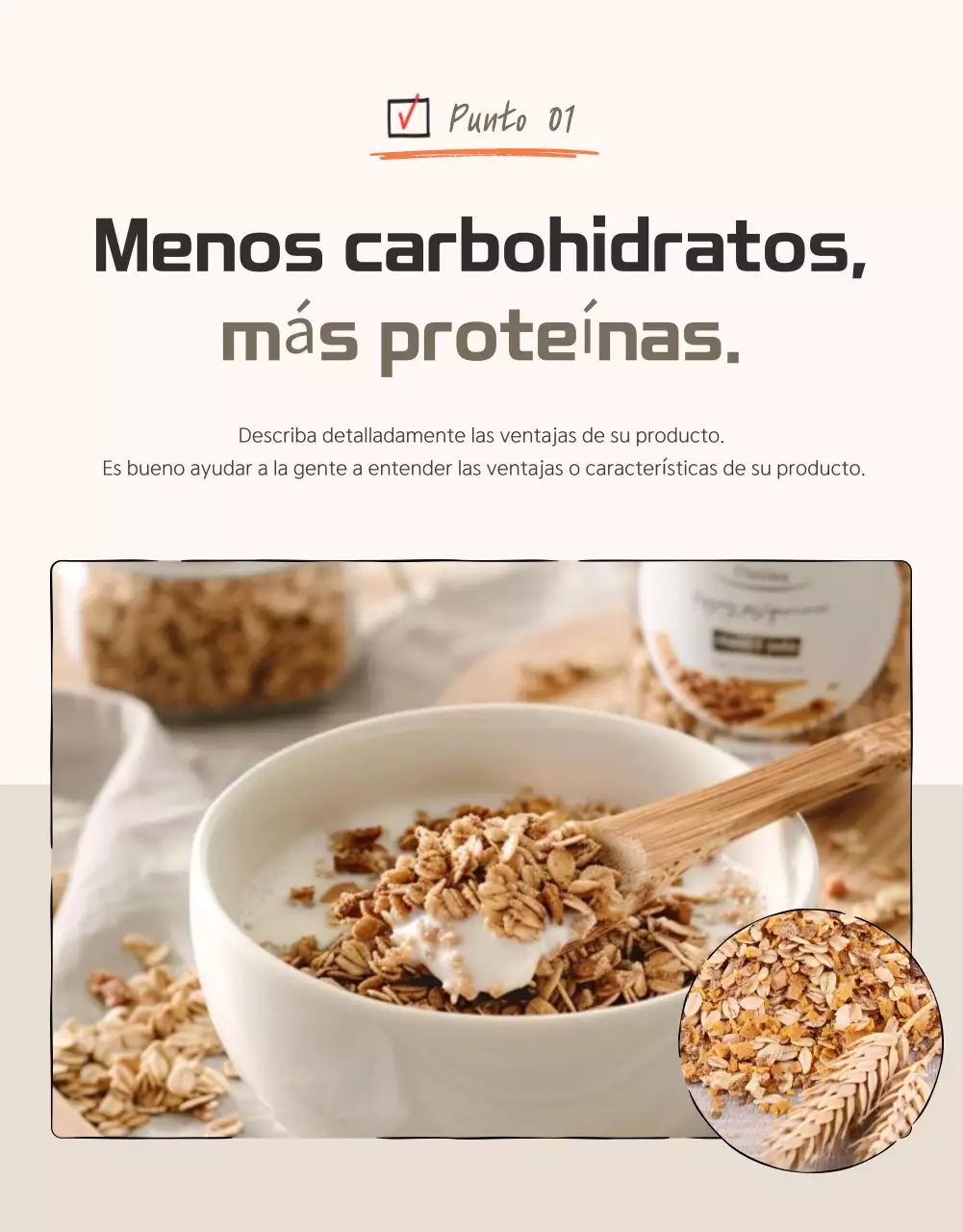 Promover puntos de control básicos de granola en marrones y beiges