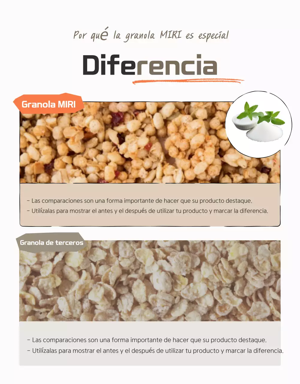 Promover puntos de control básicos de granola en marrones y beiges
