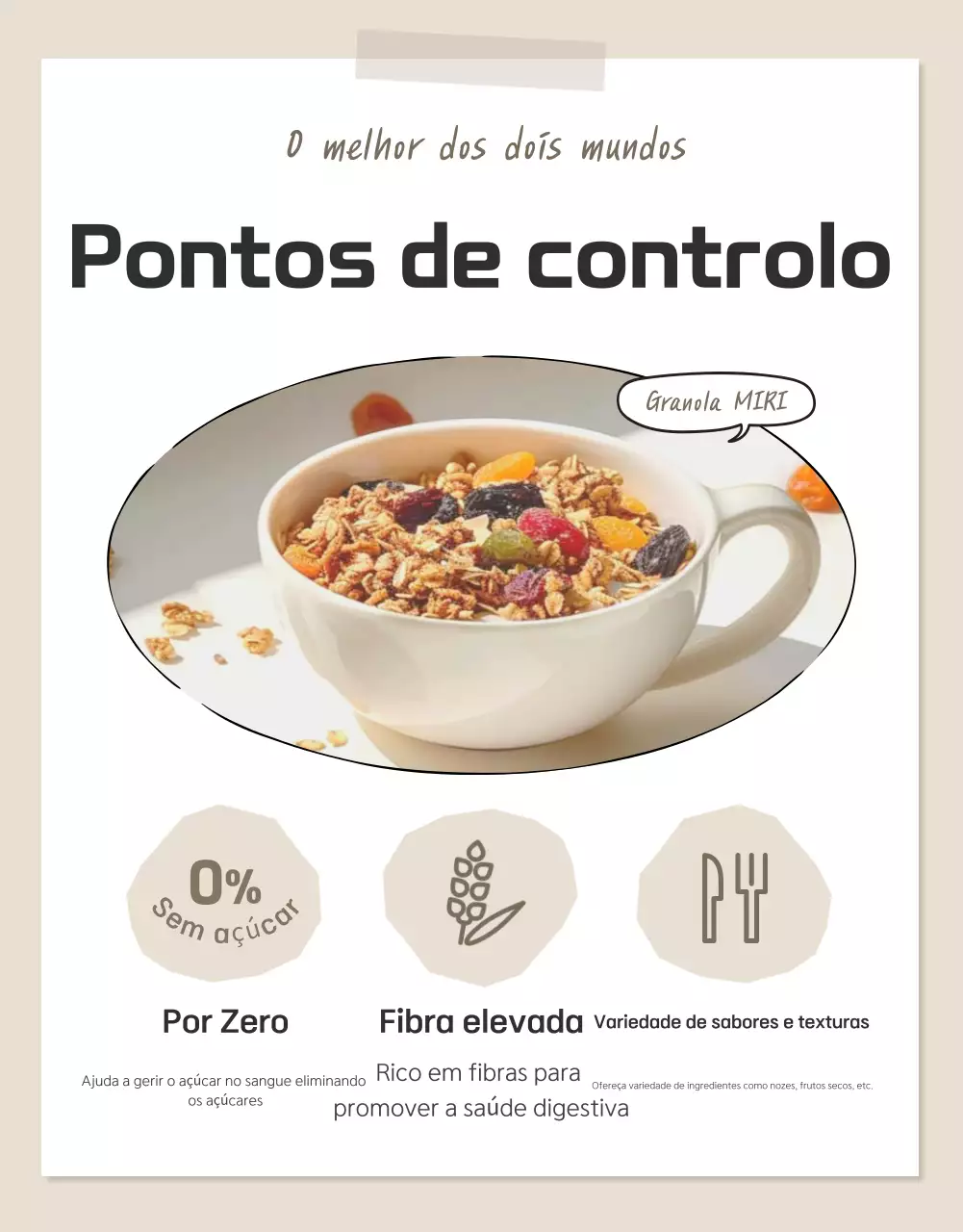 Promover pontos de controlo básicos de granola em castanhos e beges