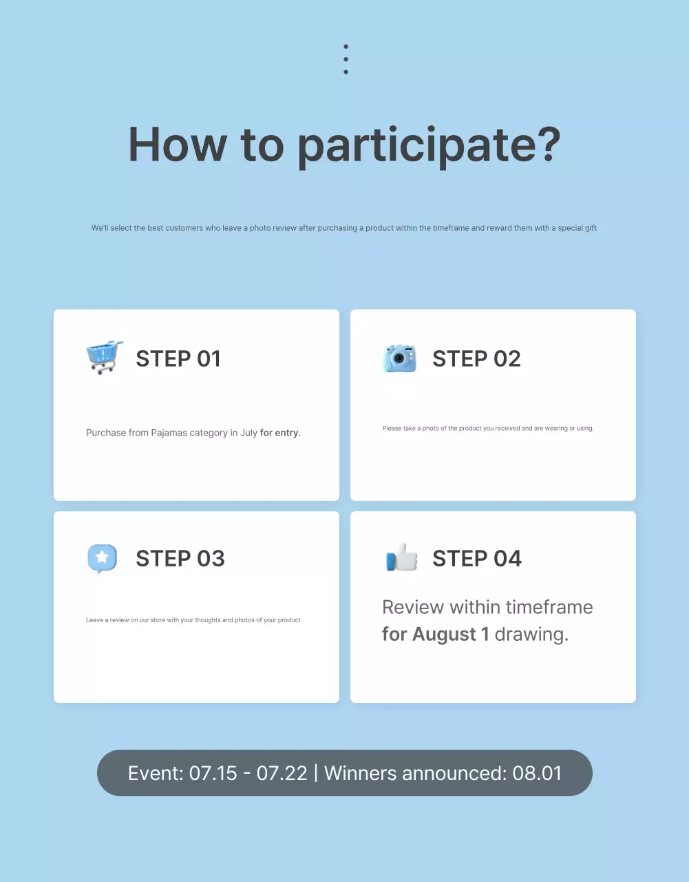 Promova as suas críticas e eventos fotográficos e páginas de críticas no seu centro comercial de moda favorito em azul claro e branco para o verão