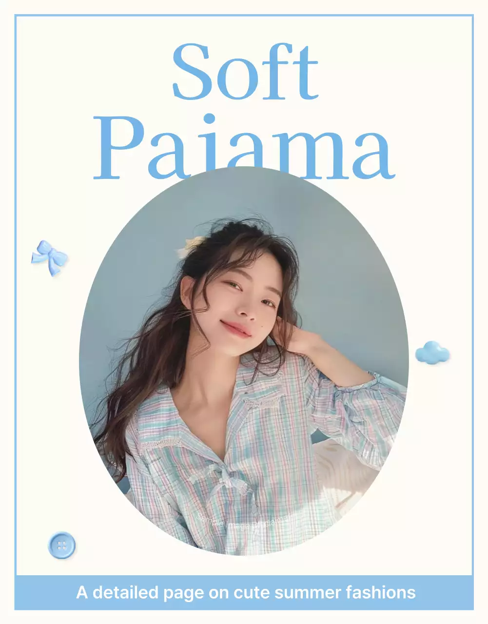 Promote a summer-ready fashion shopping mall with a light blue and white cloud and ribbon emoji