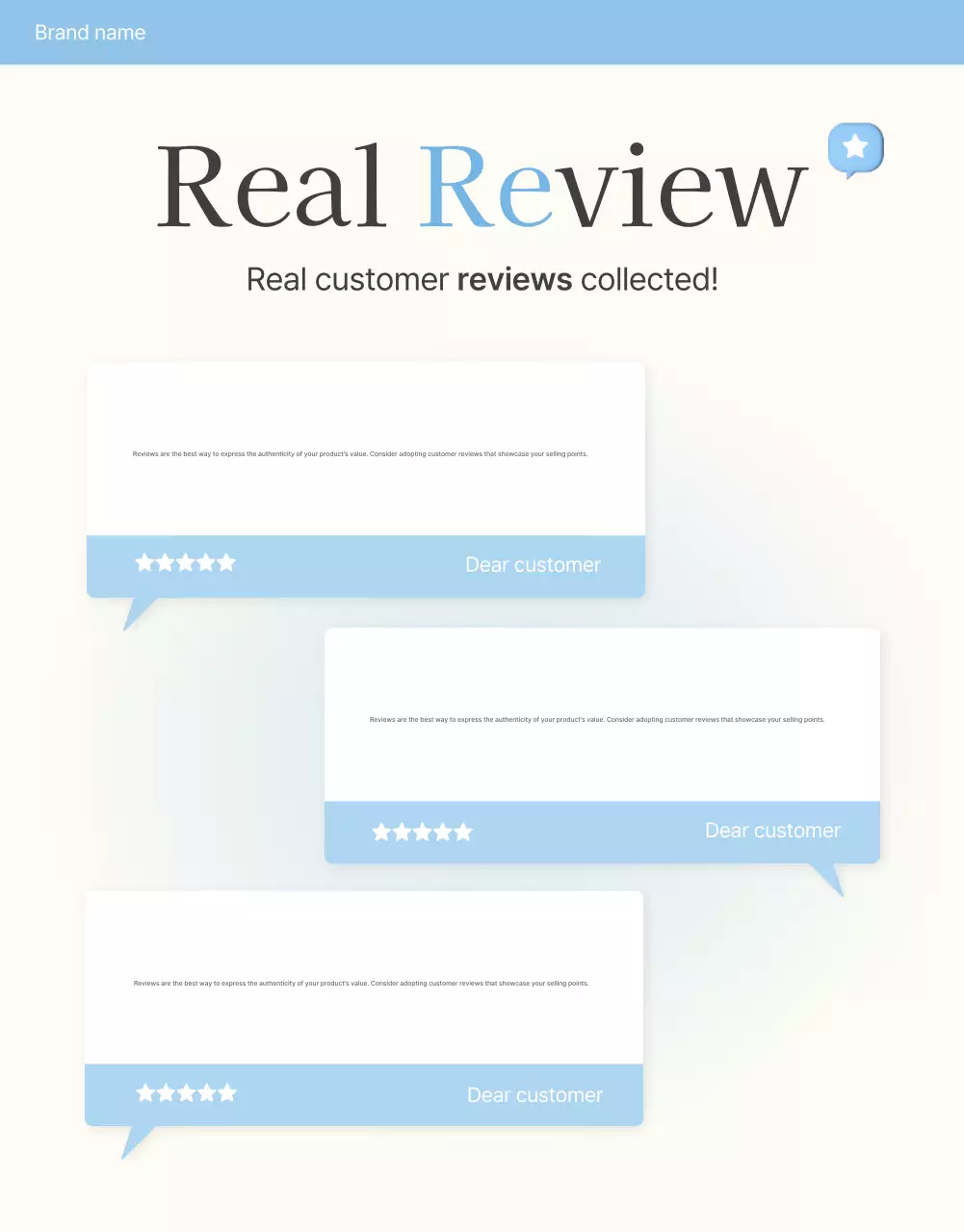 Promova as suas críticas e eventos fotográficos e páginas de críticas no seu centro comercial de moda favorito em azul claro e branco para o verão