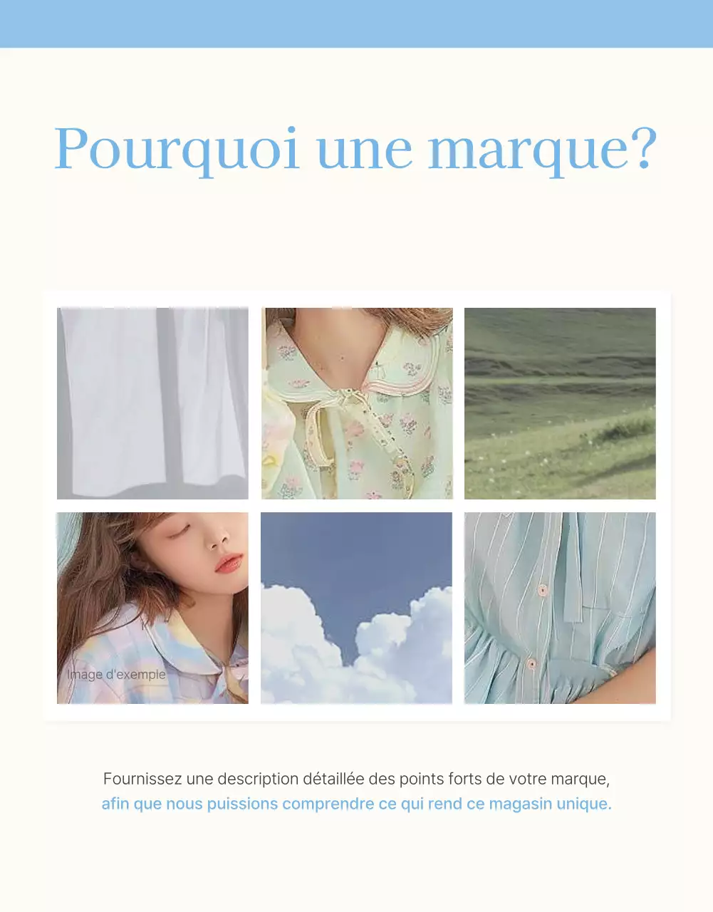 Promouvoir des points de contrôle dans les centres commerciaux qui sont parfaits pour l'été en bleu clair et blanc.
