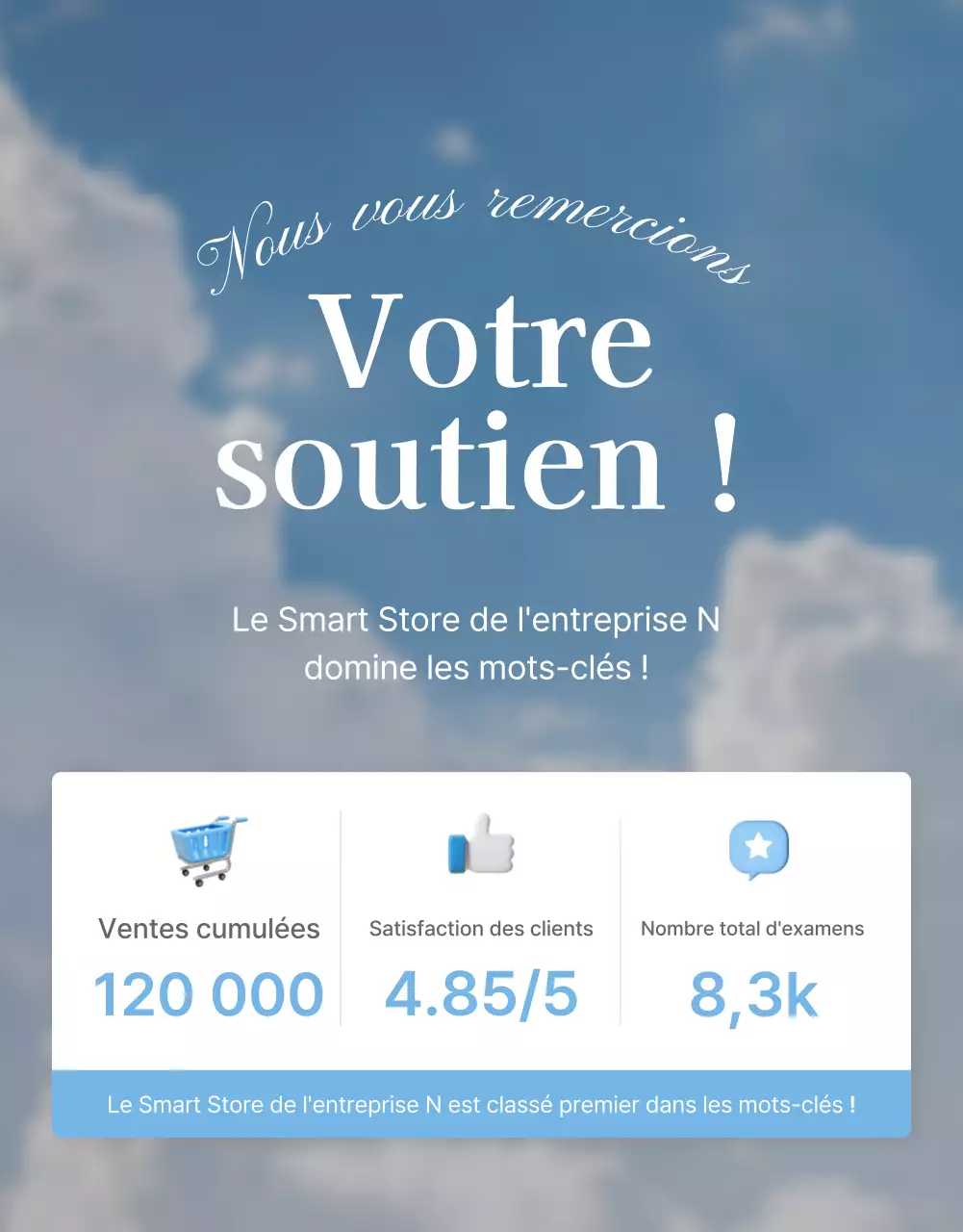 Faites la promotion de votre page d'introduction sur un centre commercial bleu clair et blanc, prêt pour l'été.