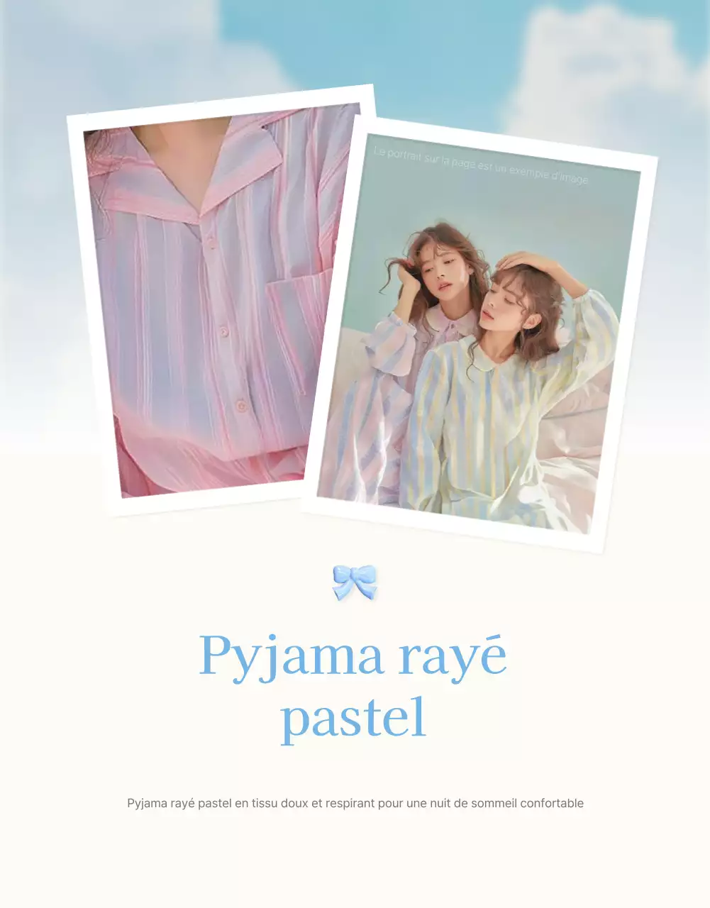 Faites la promotion d'un centre commercial prêt pour l'été avec un emoji nuage et ruban bleu clair et blanc.