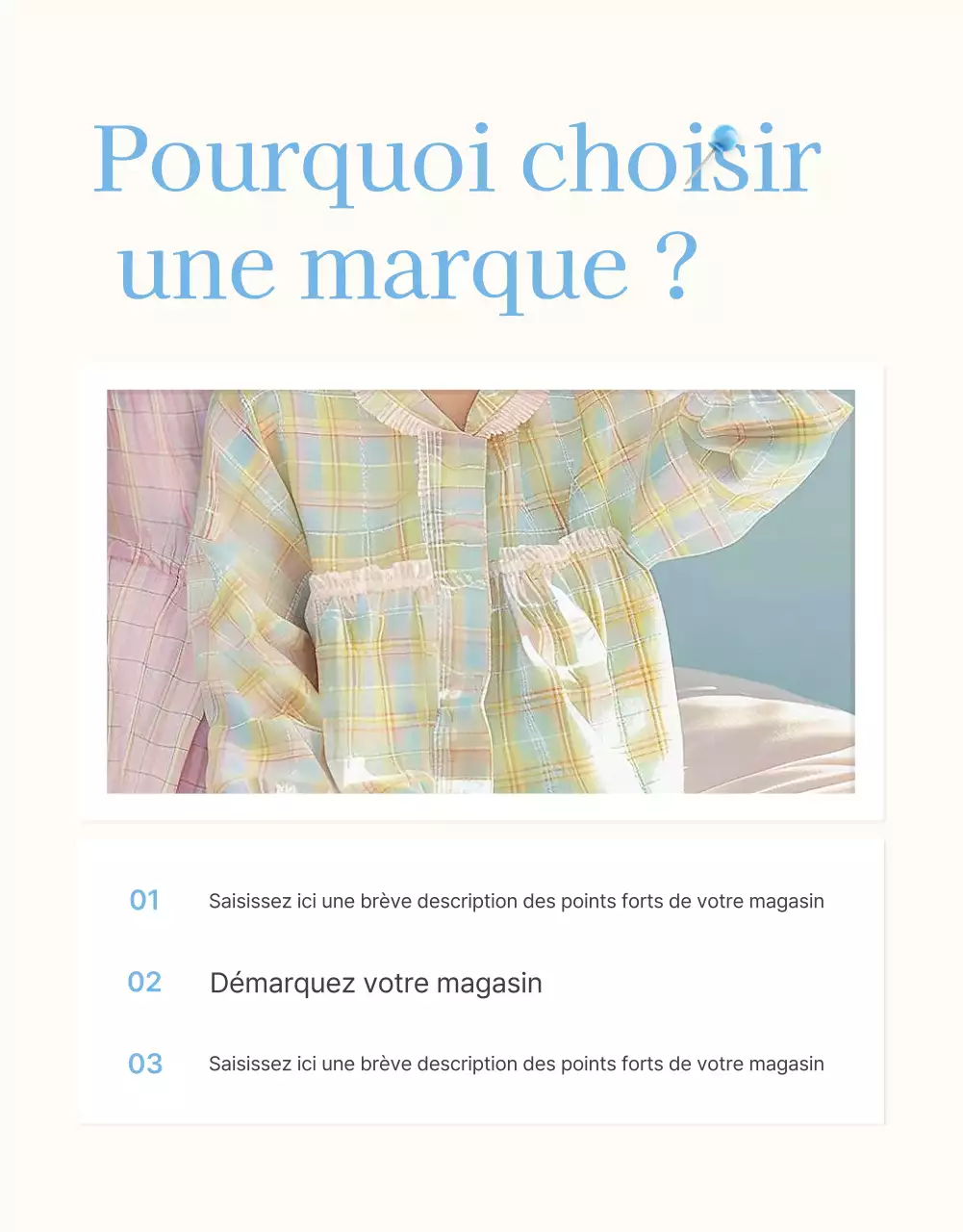 Faites la promotion de votre page d'introduction sur un centre commercial bleu clair et blanc, prêt pour l'été.