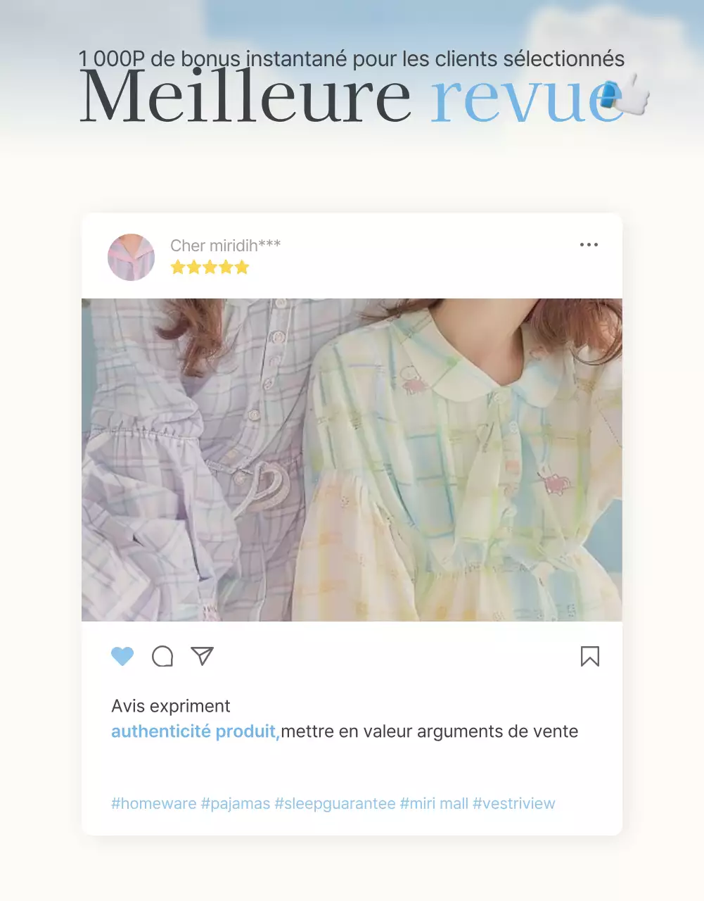 Faites la promotion de vos critiques, événements photo et pages de critiques dans votre centre commercial de mode préféré en bleu clair et blanc pour l'été.