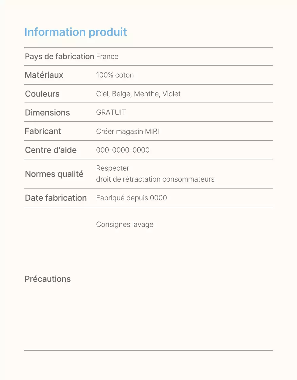 Informations et précautions à prendre au centre commercial de mode estivale bleu clair et blanc