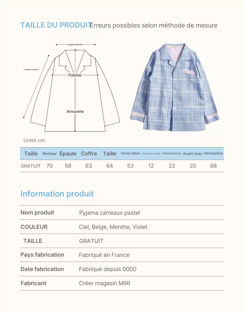 Informations et précautions à prendre au centre commercial de mode estivale bleu clair et blanc