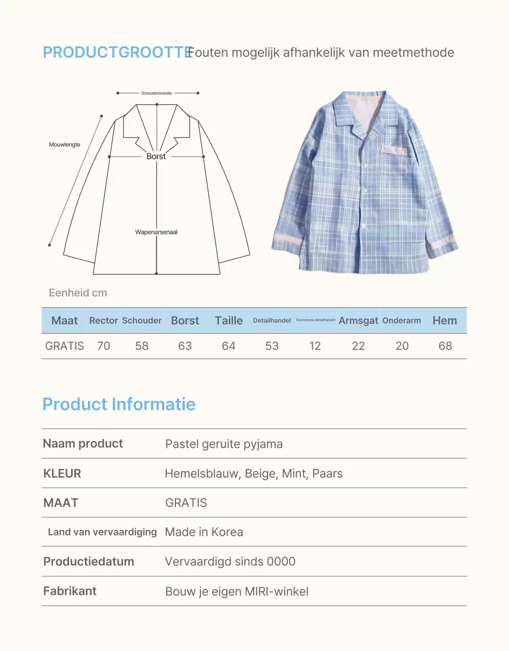 Informatie en voorzorgsmaatregelen in het lichtblauw-witte zomermodecentrum