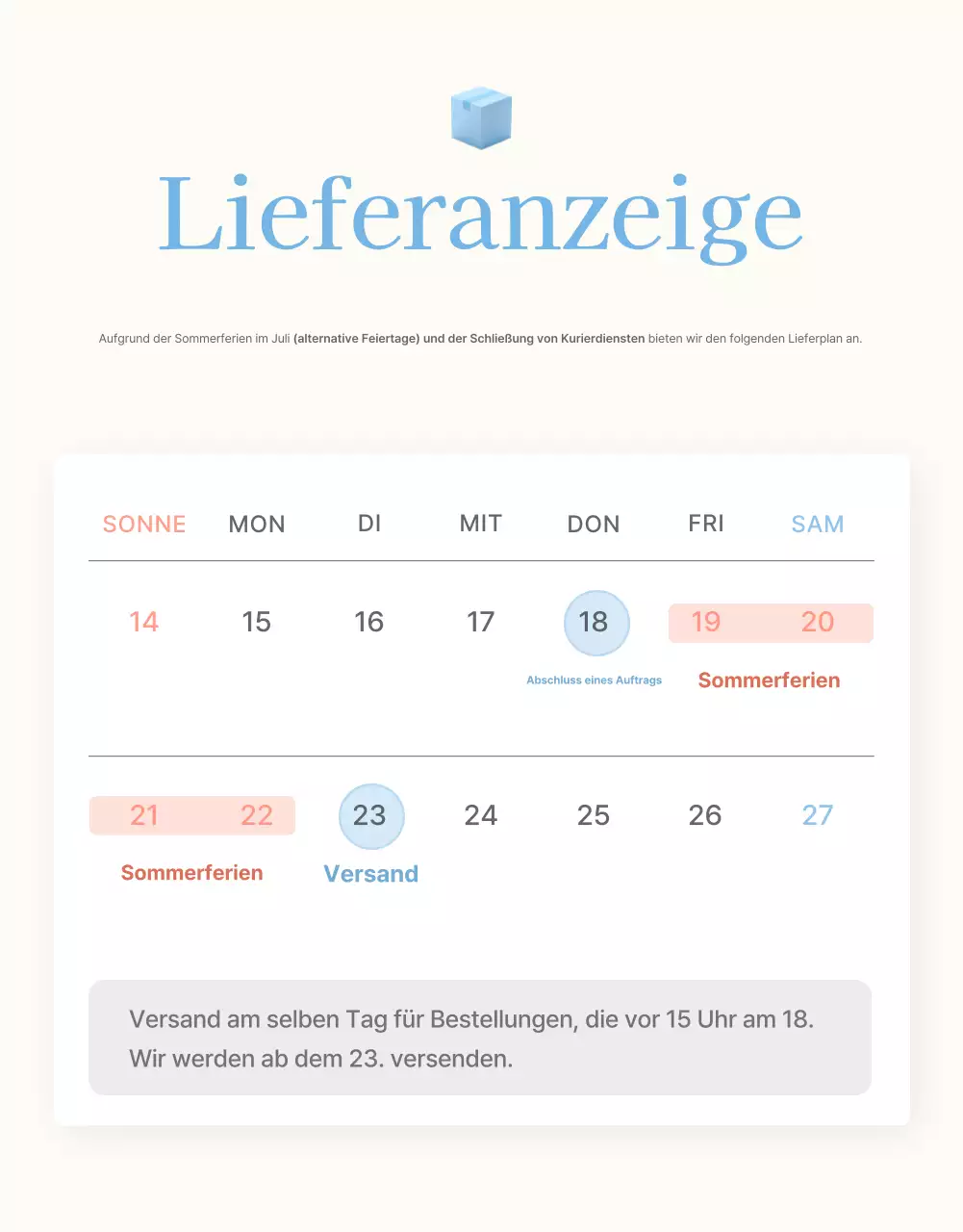 Informationen und Vorsichtsmaßnahmen für das hellblau-weiße Sommermodezentrum