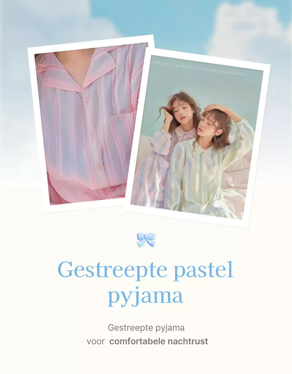 Promoot een modewinkel die klaar is voor de zomer met een schattige wolk en lint-emoji in lichtblauw en wit.