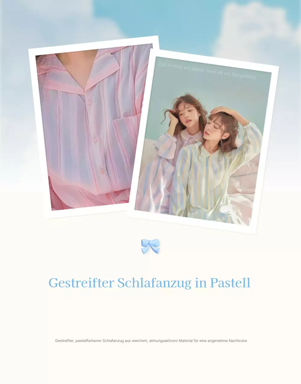 Werben Sie für ein sommerliches Modegeschäft mit einem niedlichen Wolken- und Schleifen-Emoji in Hellblau und Weiß.