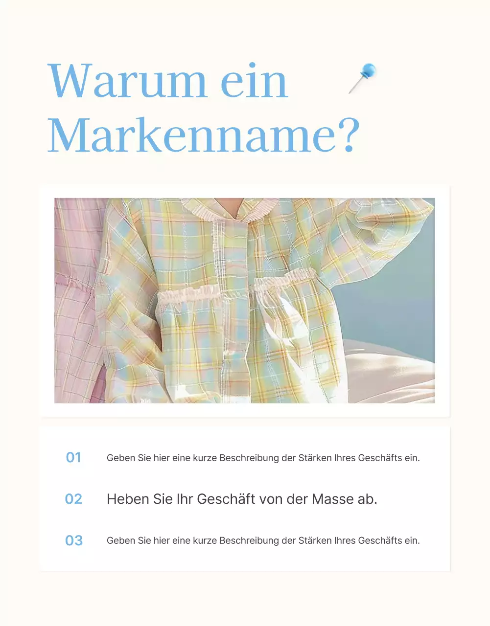 Bewerben Sie Ihre Intro-Seite in einem hellblau-weißen, sommerlichen Modezentrum