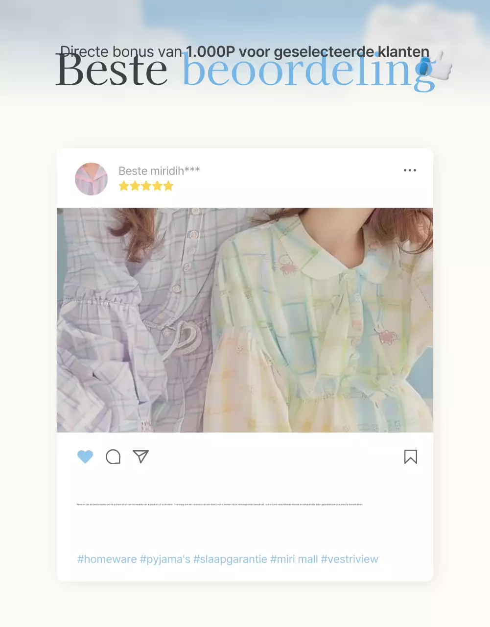 Promoot je reviews en foto-evenementen en reviewpagina's bij je favoriete fashion mall in lichtblauw en wit voor de zomer