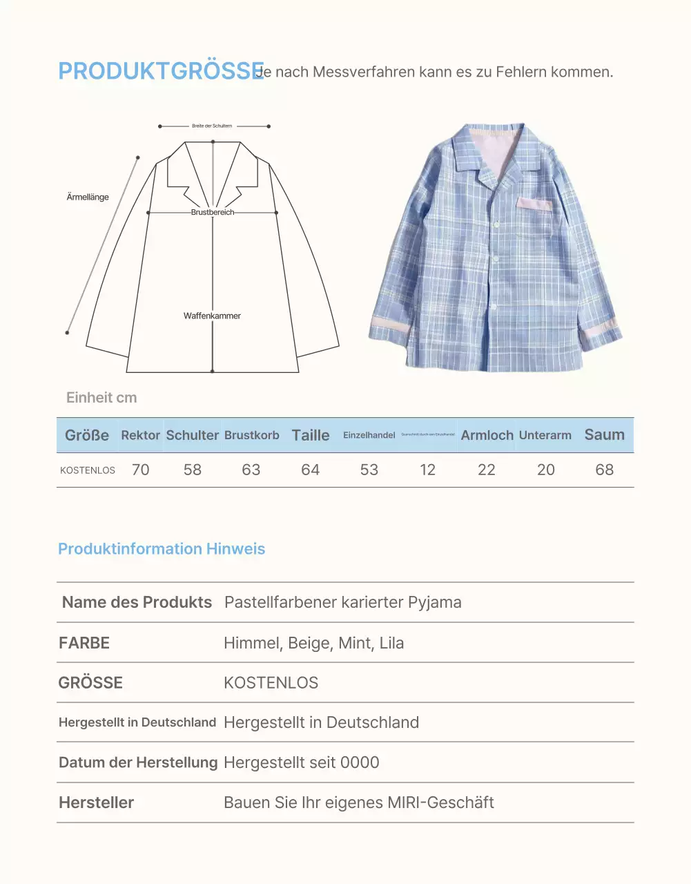 Informationen und Vorsichtsmaßnahmen für das hellblau-weiße Sommermodezentrum