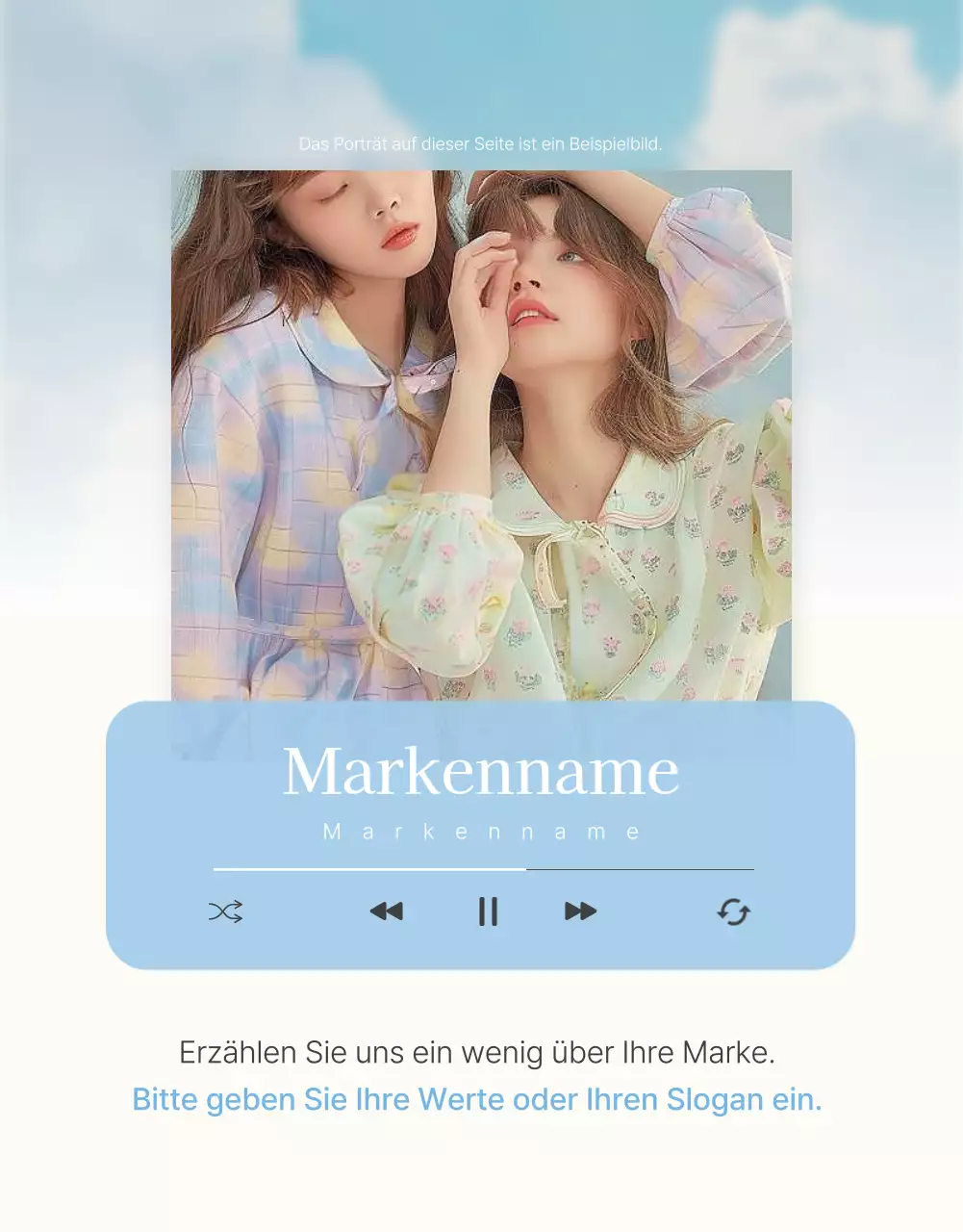 Bewerben Sie Ihre Intro-Seite in einem hellblau-weißen, sommerlichen Modezentrum