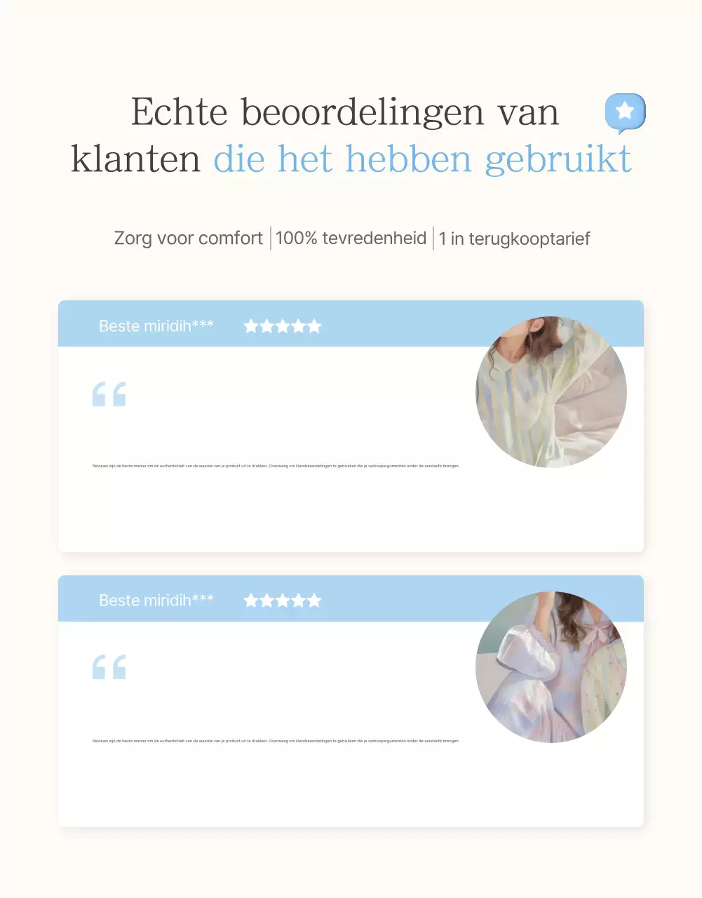 Promoot je reviews en foto-evenementen en reviewpagina's bij je favoriete fashion mall in lichtblauw en wit voor de zomer